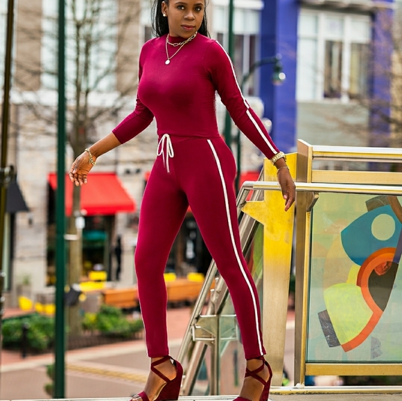 NWT Leggings set crop top mock neck stripped Large - Picture 1 of 5